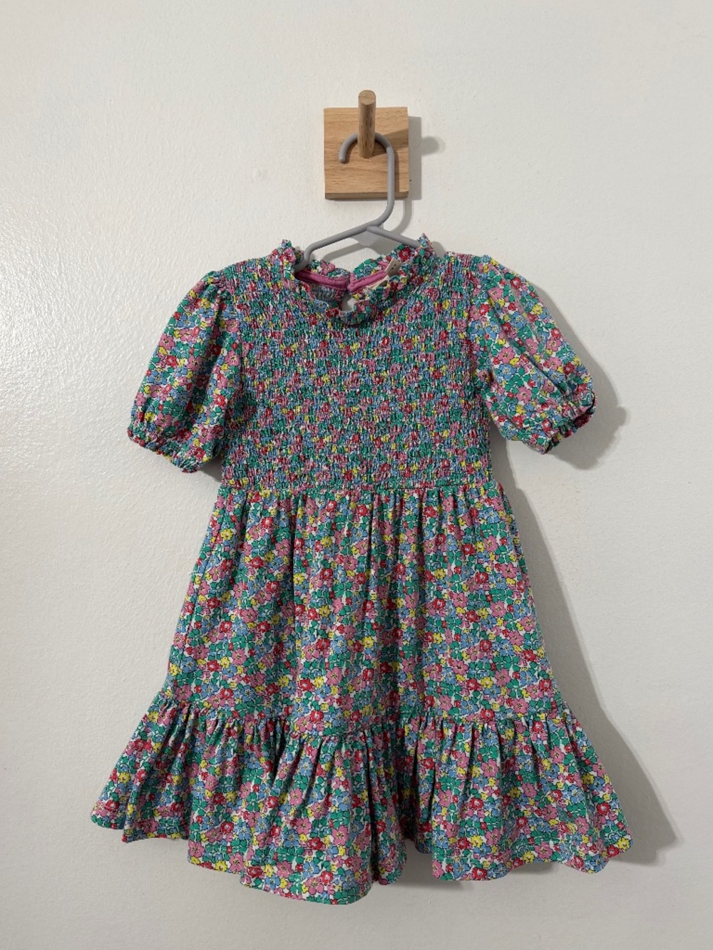 Mini Boden Aurora Twirly Floral Smocked Bodice Cotton Dress Girls 4-5 Whimsical